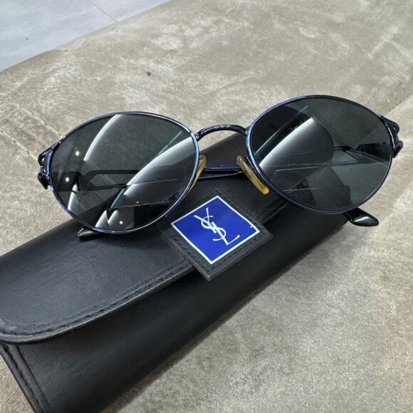 Vintage Yves Saint Laurent Eyeglasses Frame 4135 Y 388 Metallic Blue 53 [] 18 13 - Picture 14 of 14